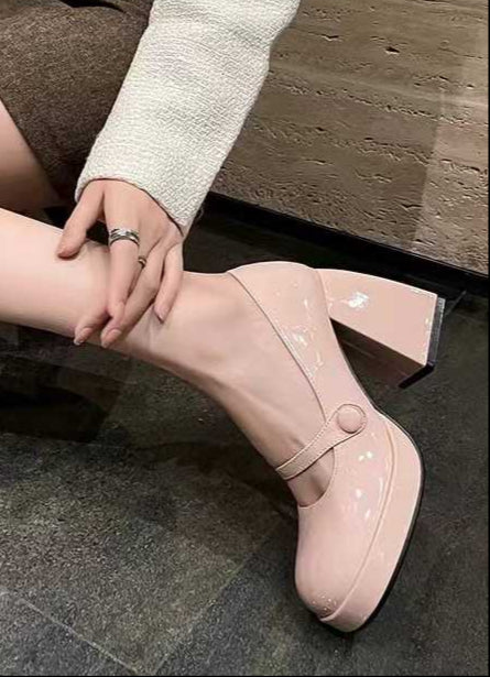 French Pink Leather Mary Jane