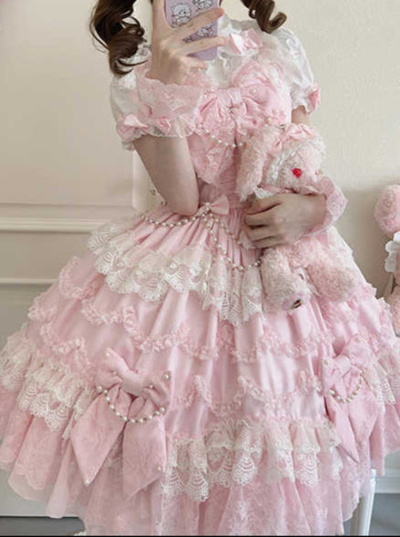 Pink Doll Flower Lolita Dress