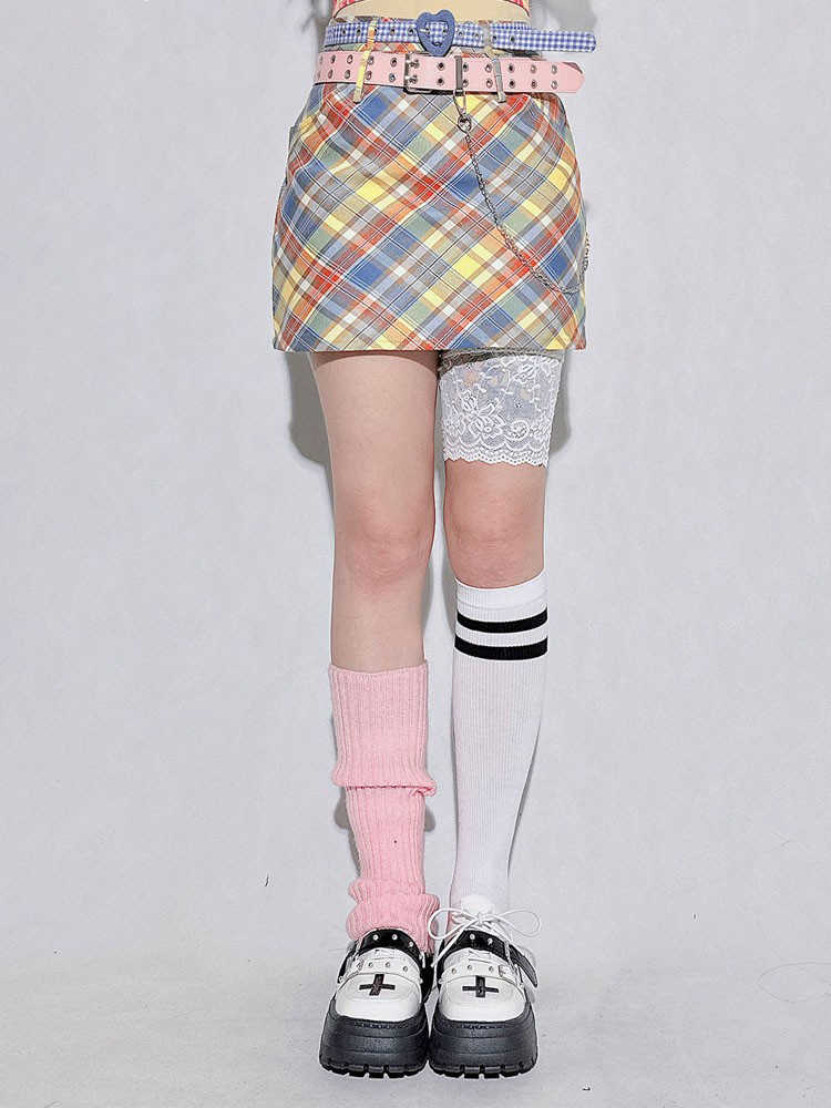Y2K Plaid Cover Hip Skirt