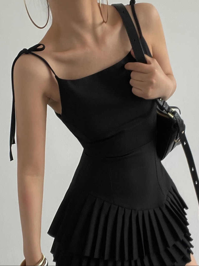 Layered Pleated Dark Coquette Dress