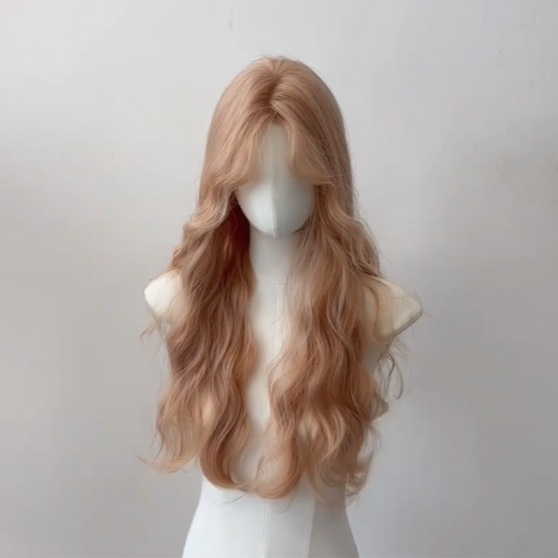 Pink Gold Curly Wig