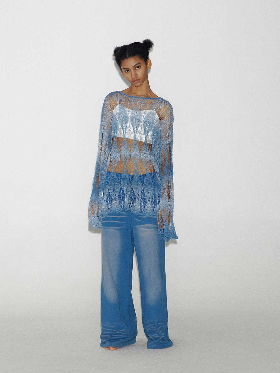 Diamond-shaped Hollow Knitted Blouse