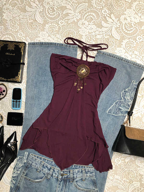 Retro Halter Neck Tube Top