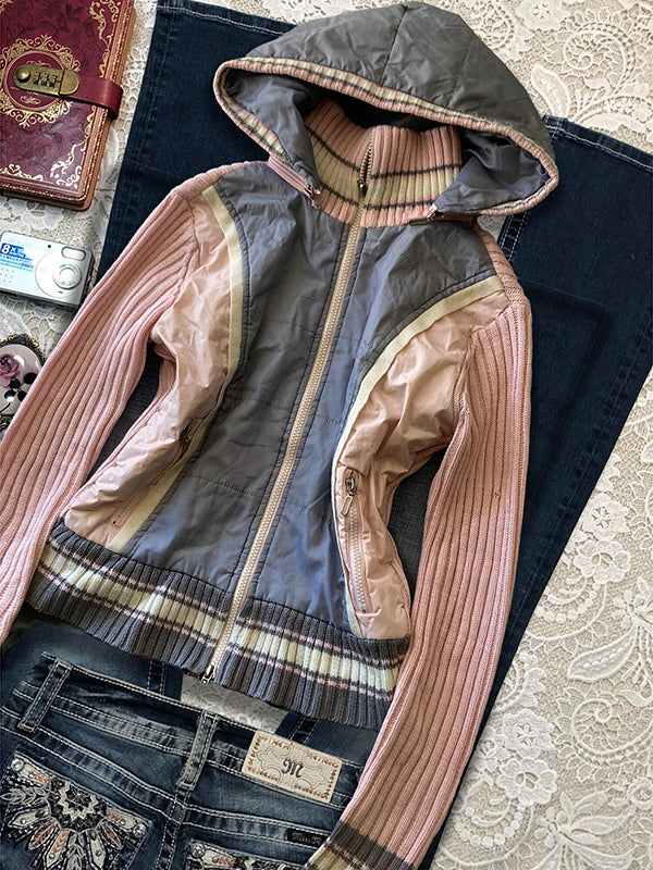retro pink hooded vintage jacket