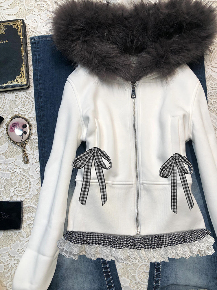 white hooded retro jacket