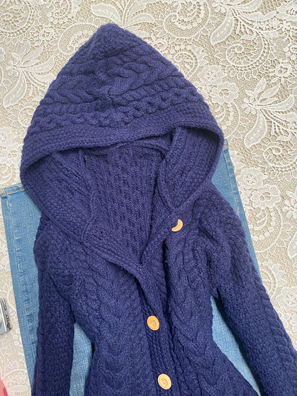 dark blue hooded sweater jacket