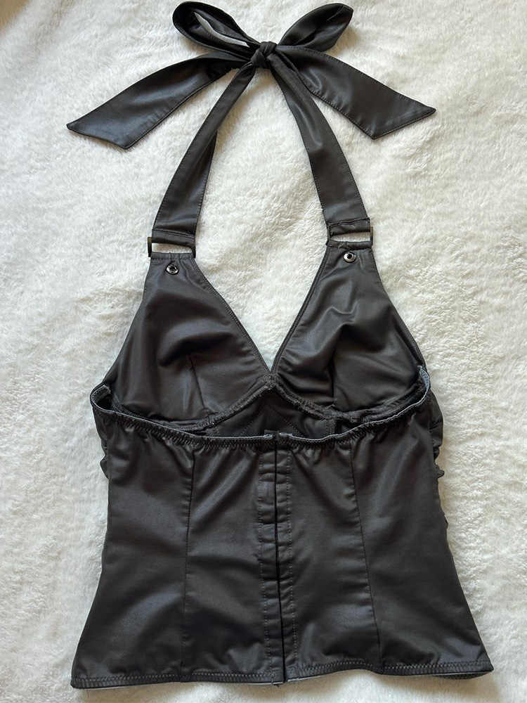Black Pleated Halter Top