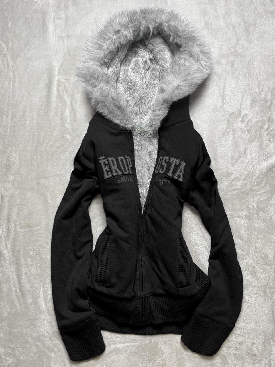 gray velvet thickened hooded jacket