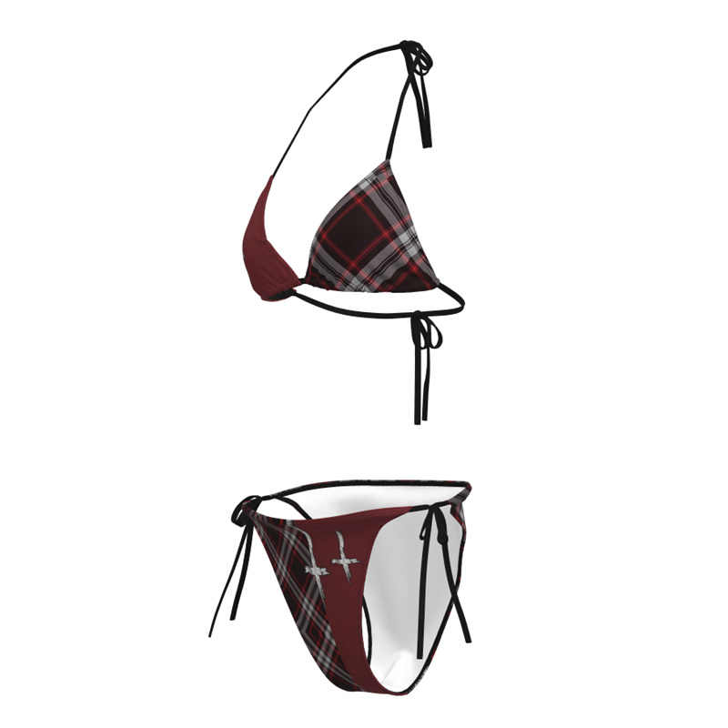 Burgundy Plaid Bikini
