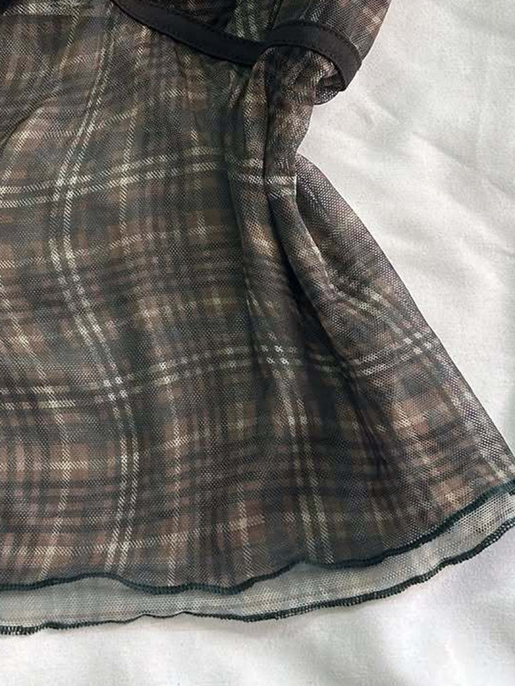 brown retro plaid tank top