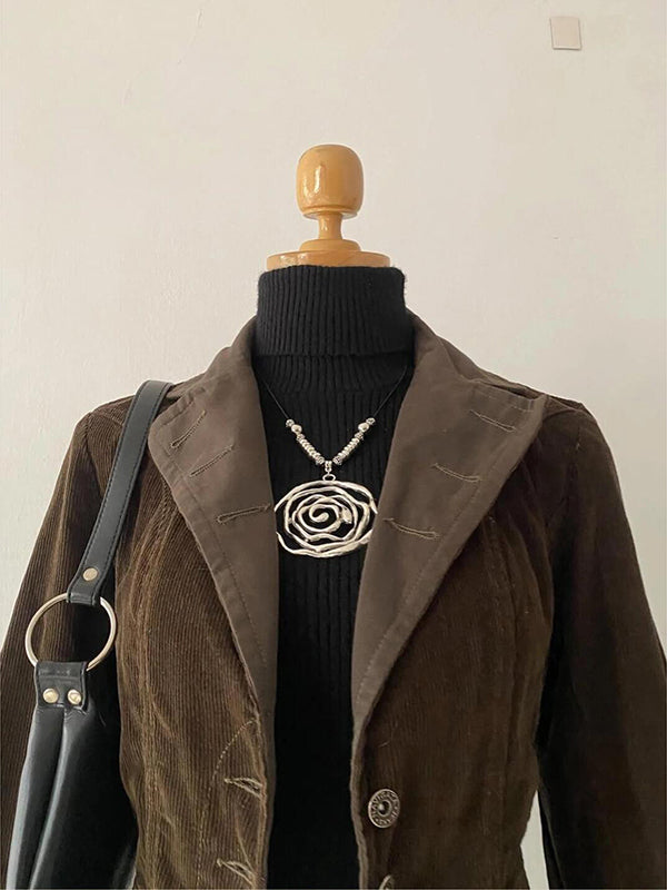 brown corduroy suit collar jacket