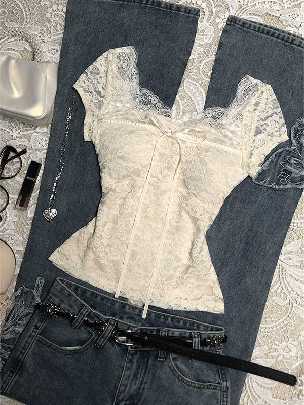 Lace Bow Retro Shirt