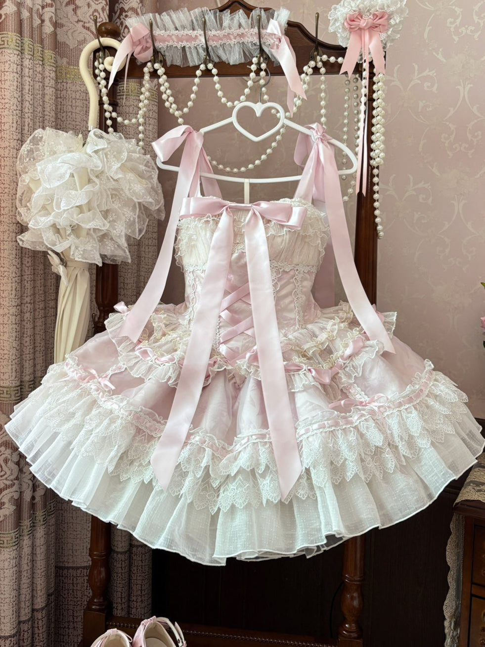 Satin Bows Fishbone Cake Ballet Dress(PRE-SALE)