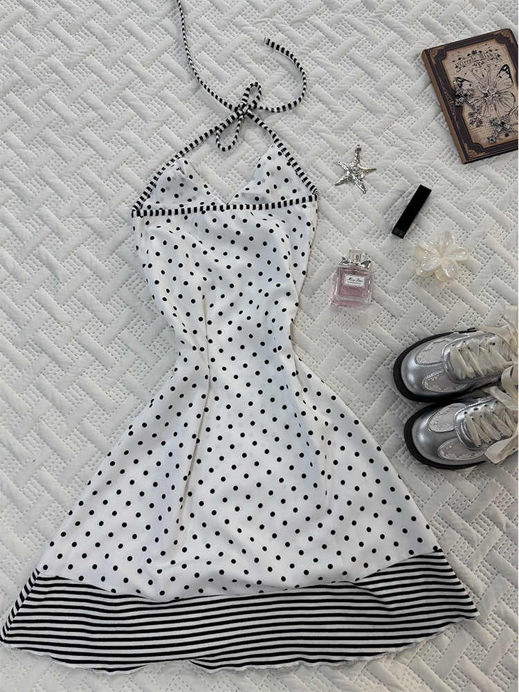 French White Polka Dot Dress