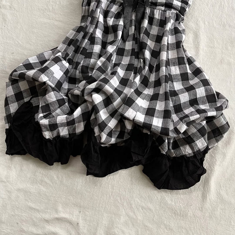 Black and white plaid suspenders