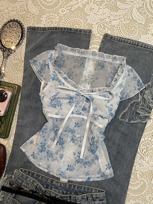 Retro Chiffon Floral Shirt