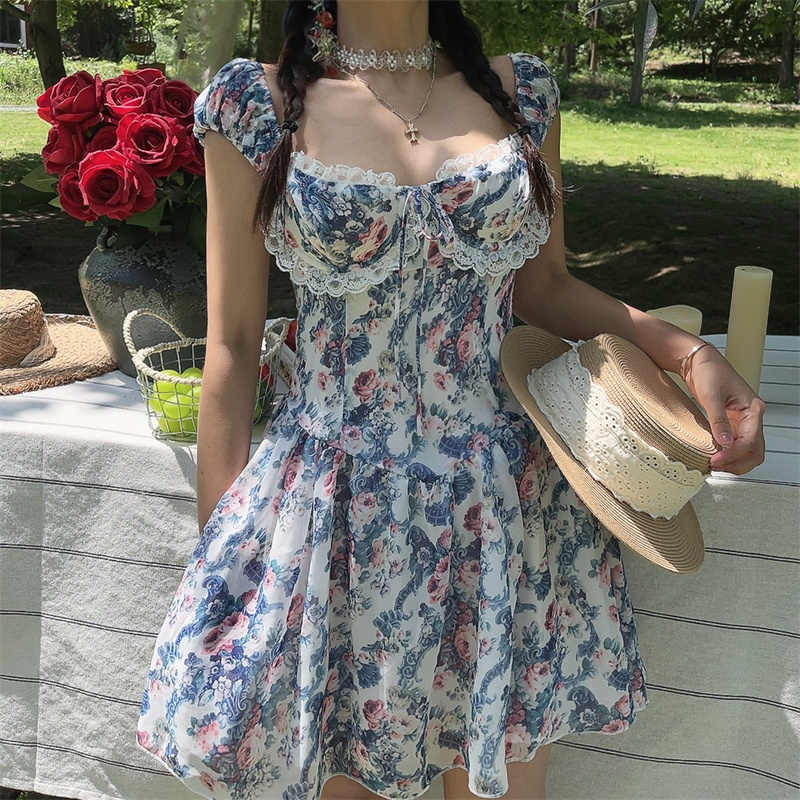 Fairy Lace Fishbone Floral Dress