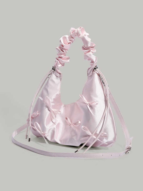 Coquette Bows Pleated Crossbody Bag