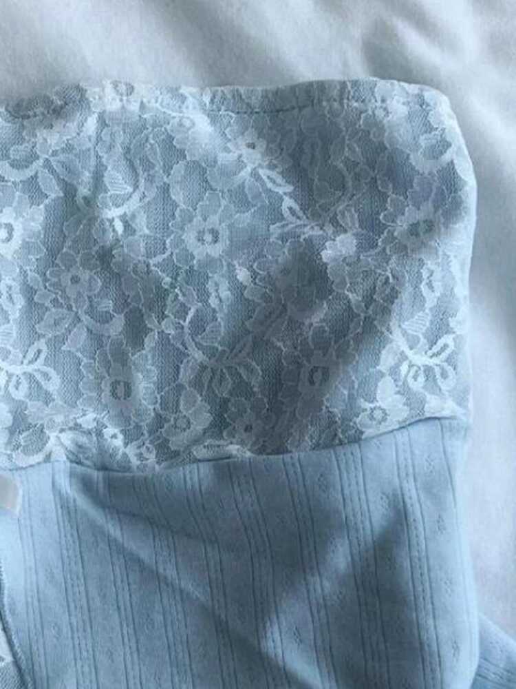 Retro Blue Lace Top
