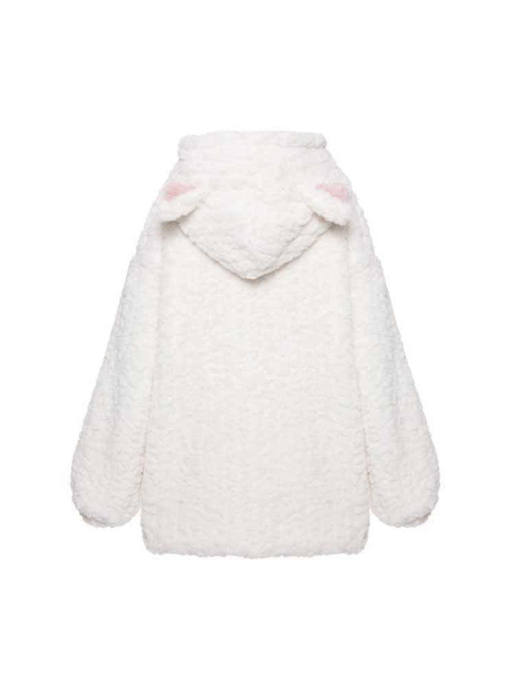 Kawaii Bunny Ears Hooded Fur Coat
