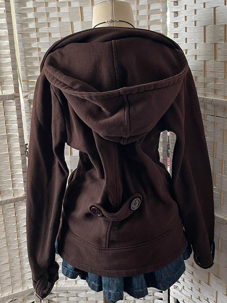 retro brown double-breasted short coat