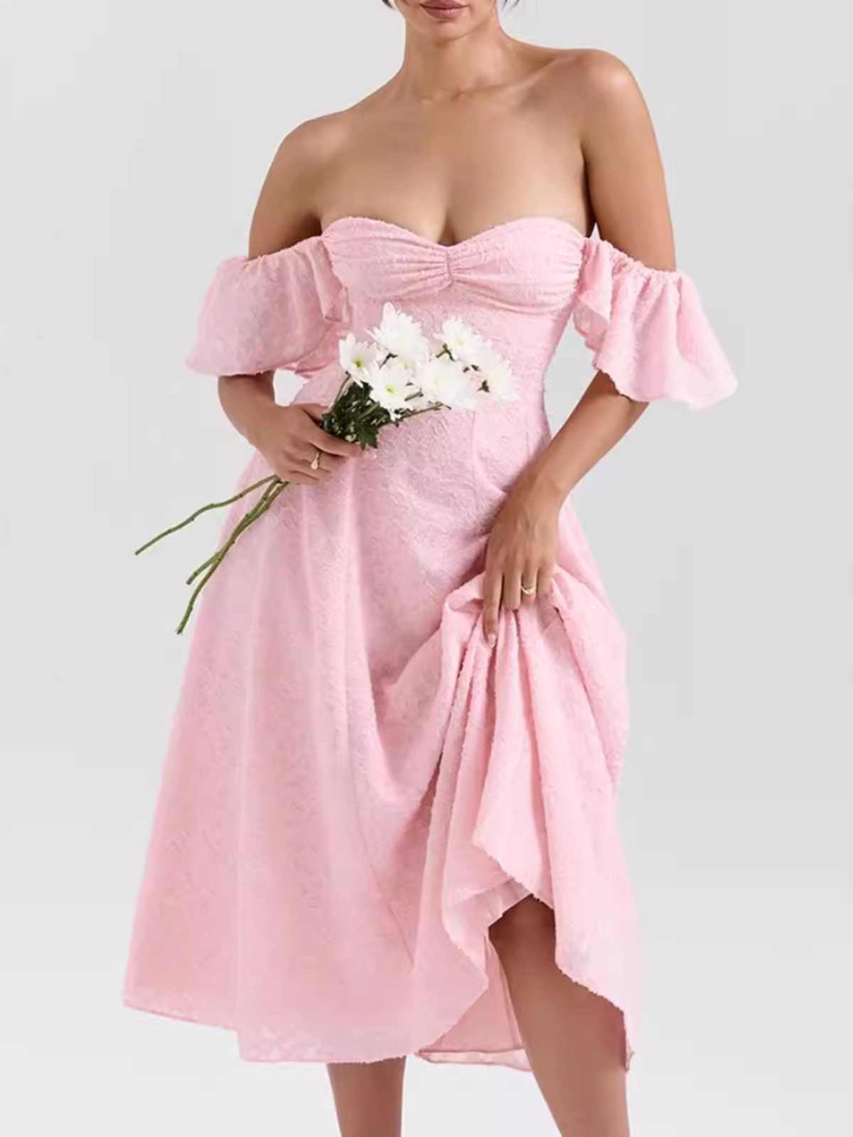 Square Collar Waist Cinched Dress