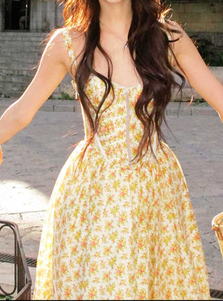 Tea Break Yellow Floral Dress