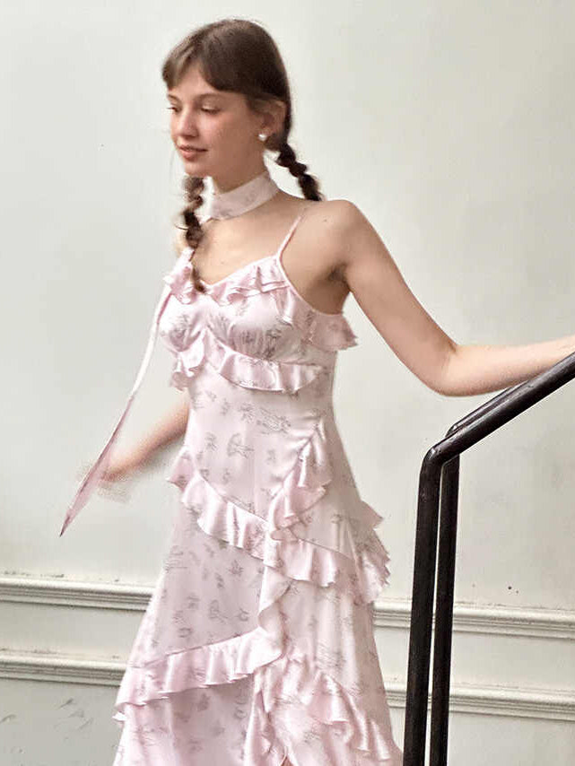Floral Ruffled Suspender Dress