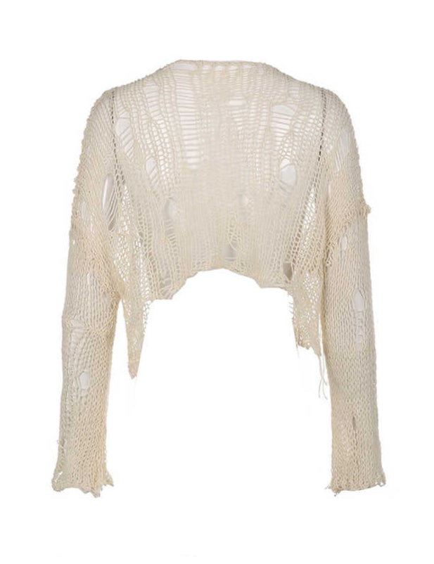 Fairy Grunge Irregular Hollow Pullover Blouse