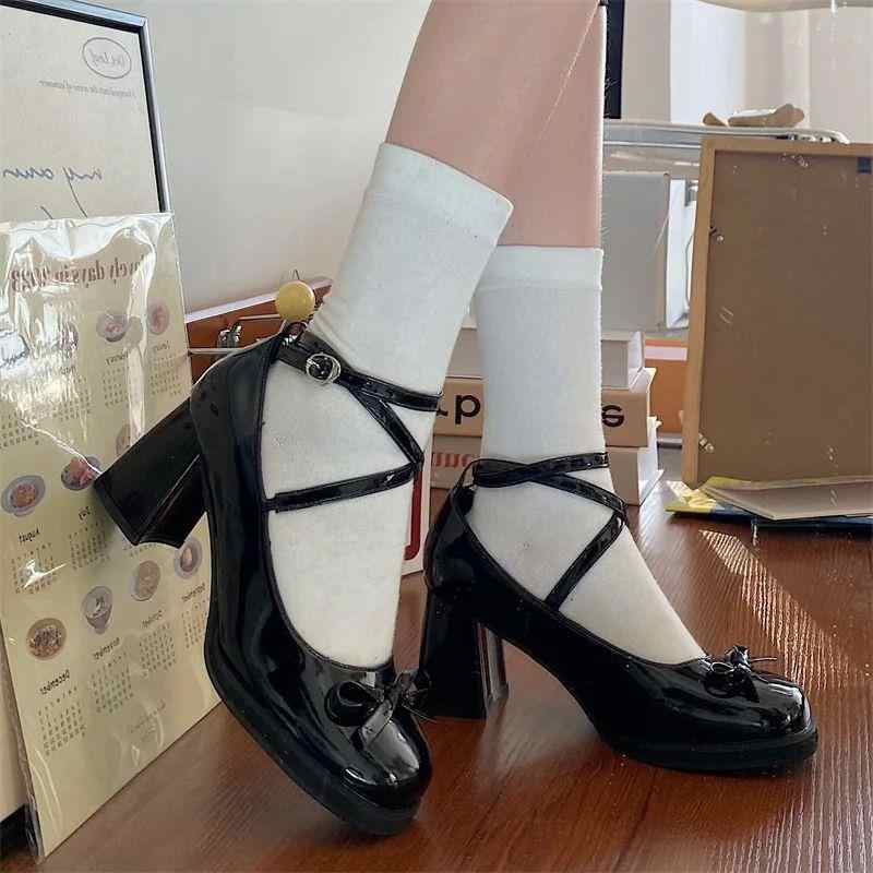 Red Mary Jane Dark Coquette High Heels