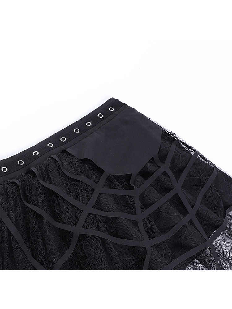 Steampunk Mesh Tassel Mini Skirt