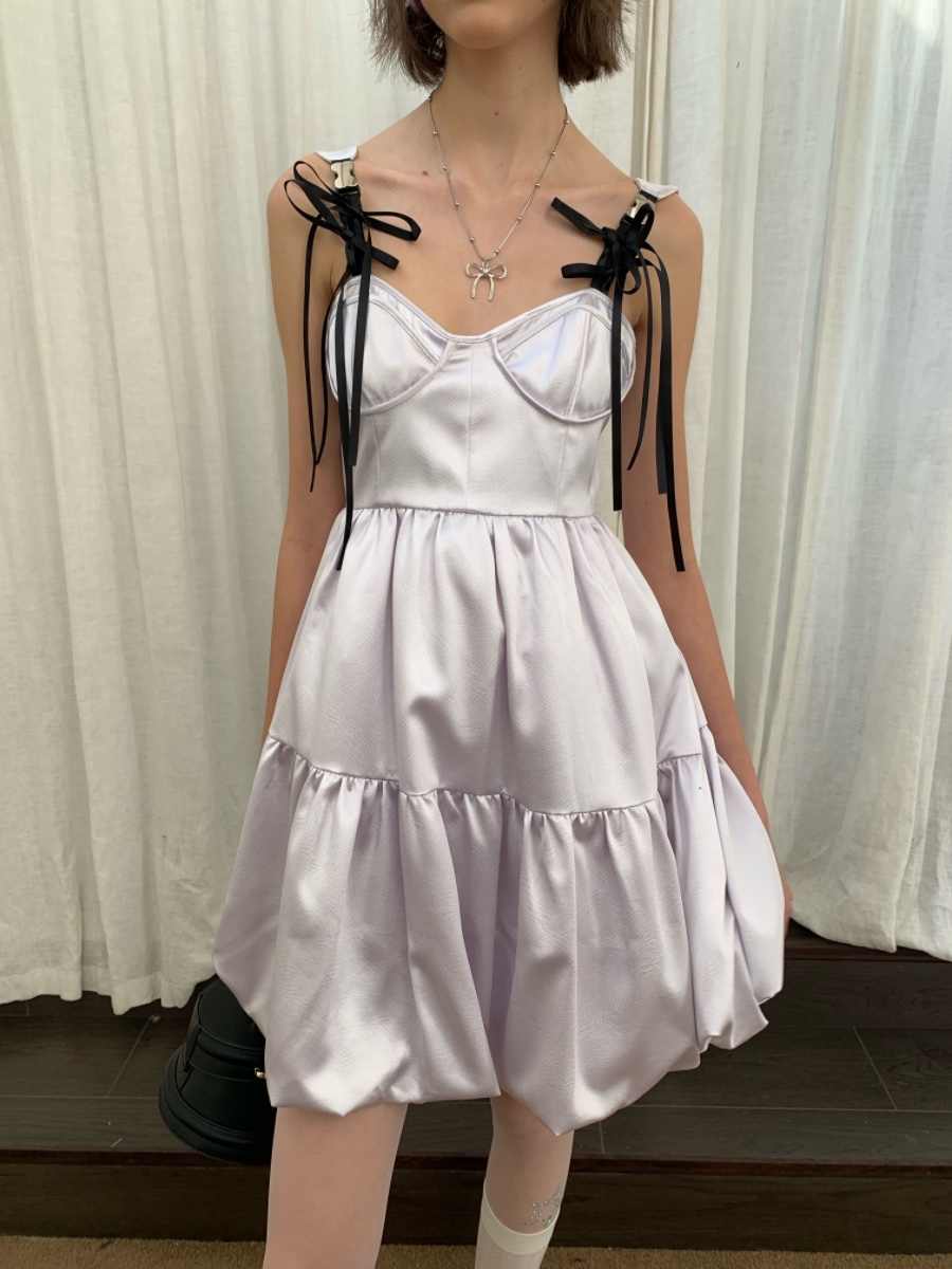 Bow Pearlescent Satin Dress