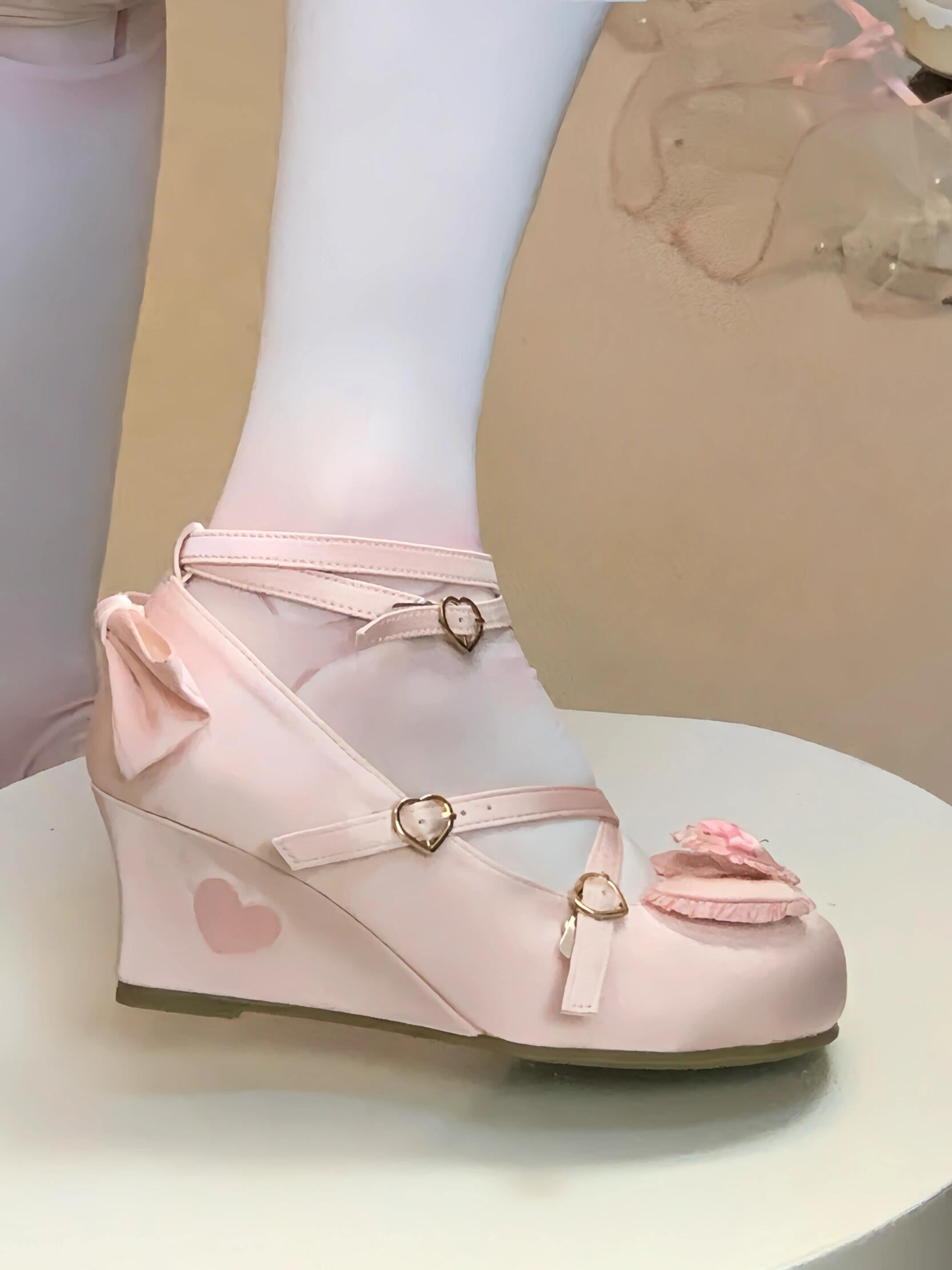 Heart Bow Cross Buckle Mary Jane