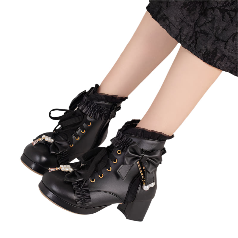 Dark Coquette Ankle Boots