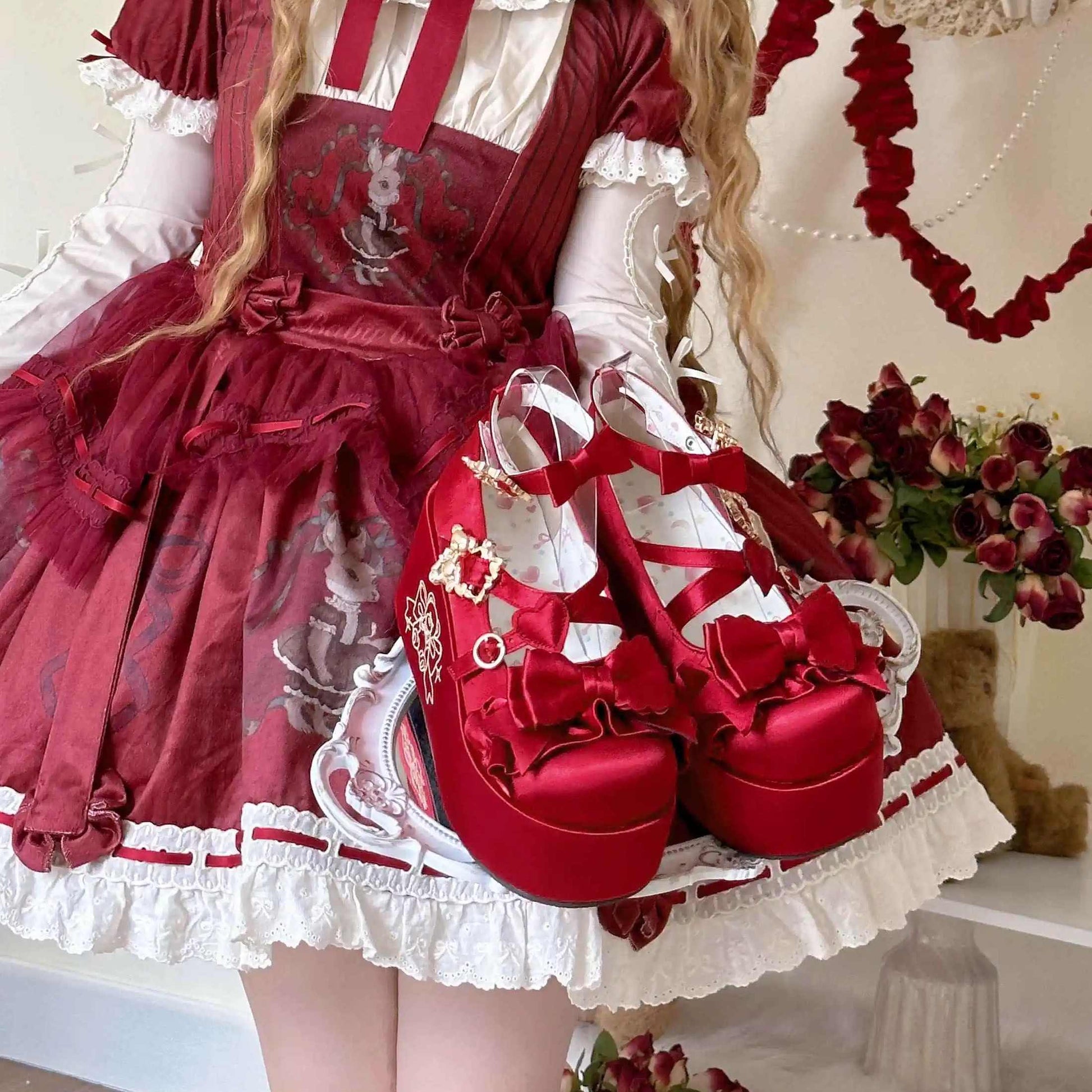 Doll-like Satin Platform Lolita Shoes