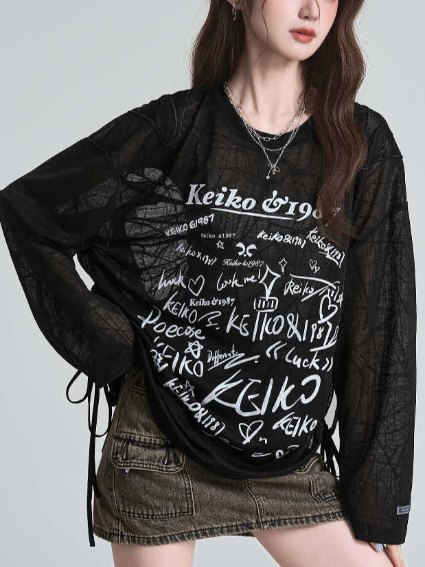Butterfly Hollow Back Long-sleeved Top