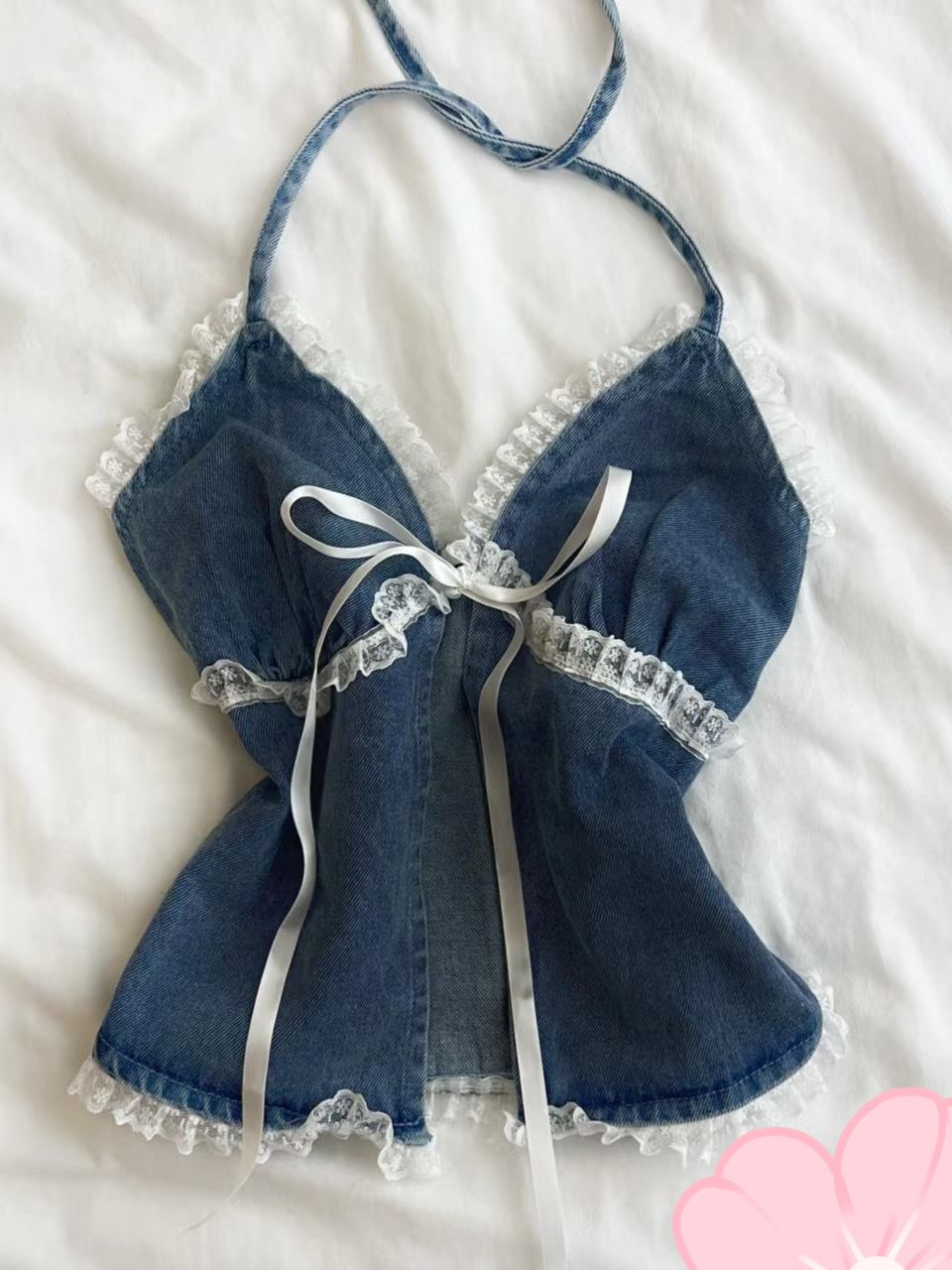 Denim lace suspenders