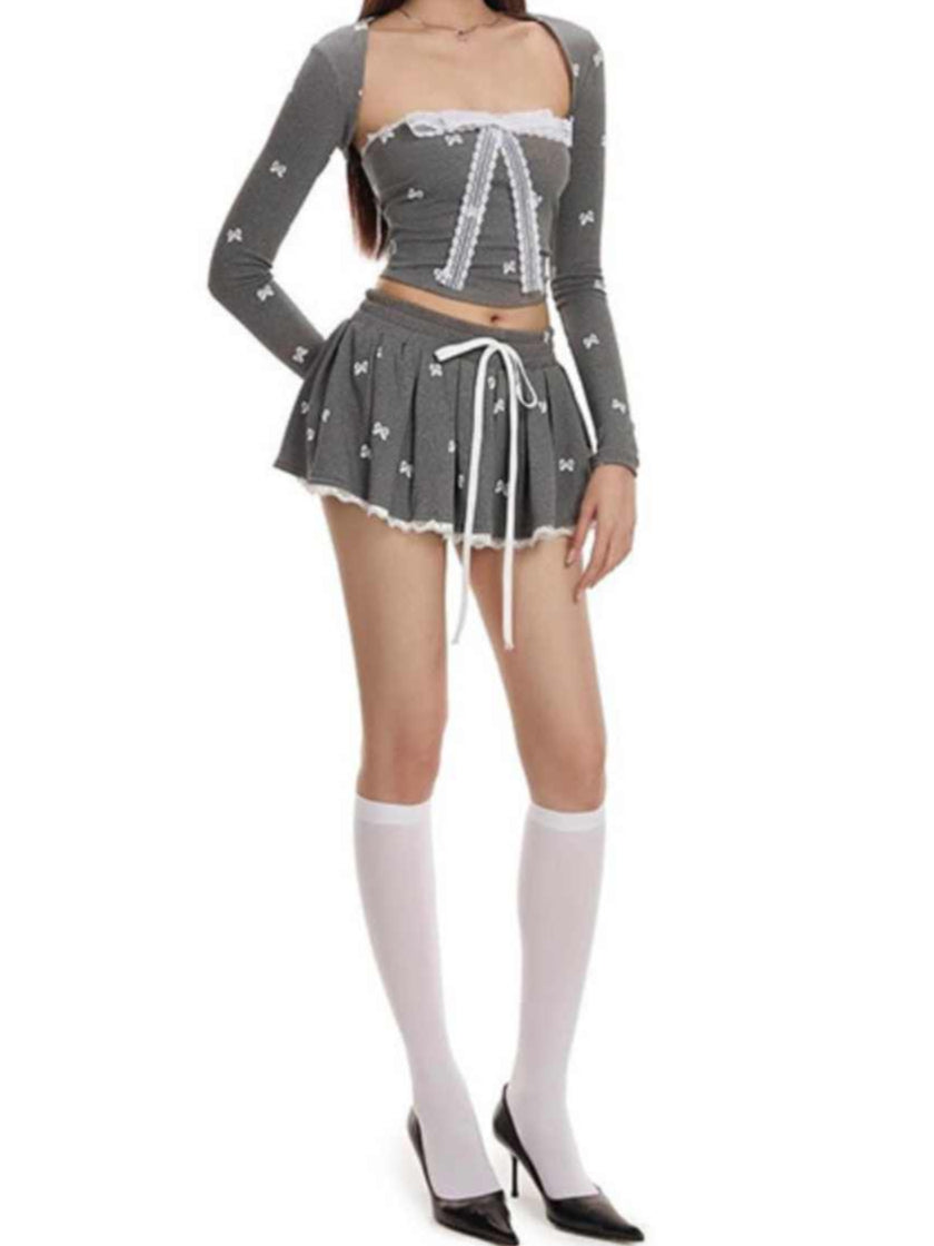 Ballet Lace Bow Skirt Suit