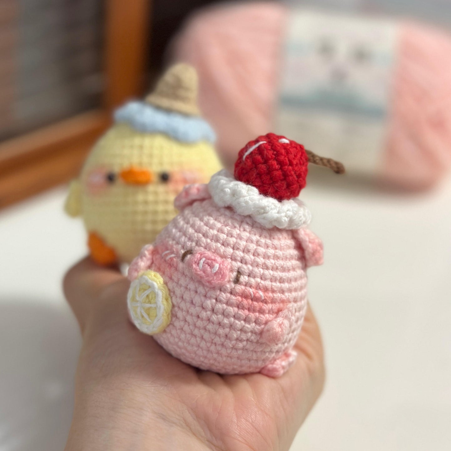 Handmade cream cake pig duck material package doll