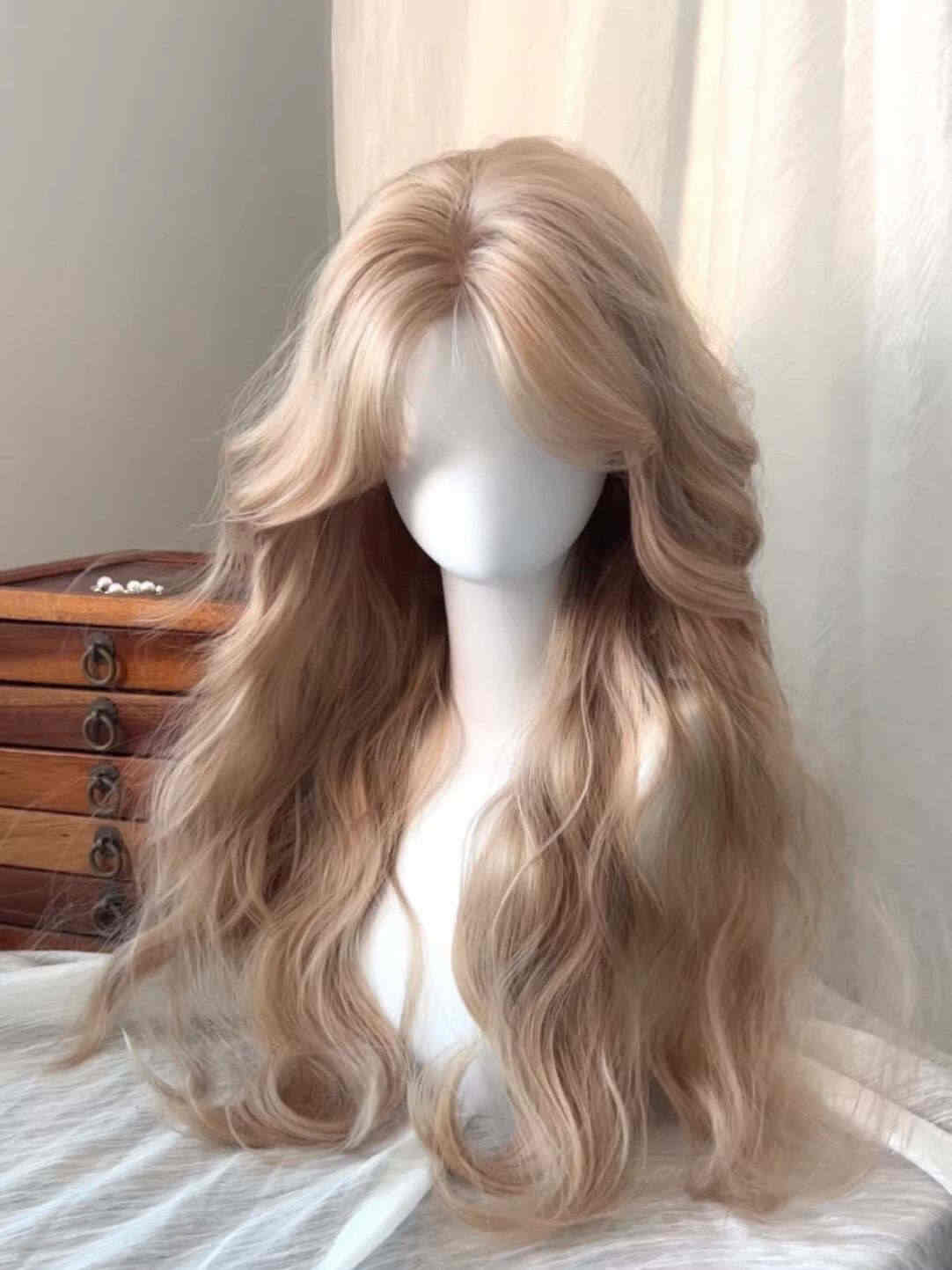 Milky Golden Long Curly Wig