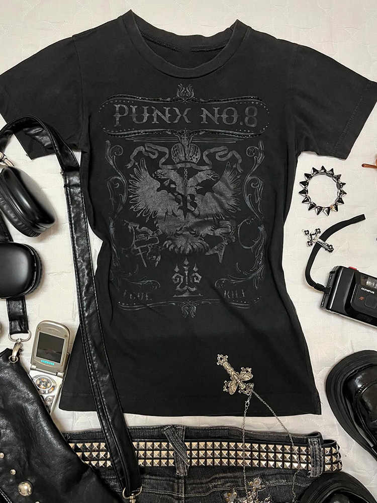 Goth Retro Printed T-shirt