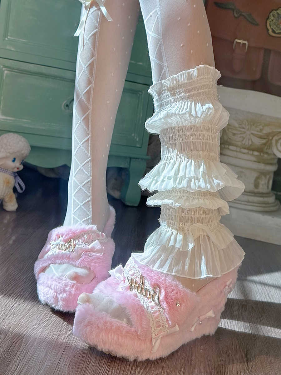 Pink Plush Princess Slippers
