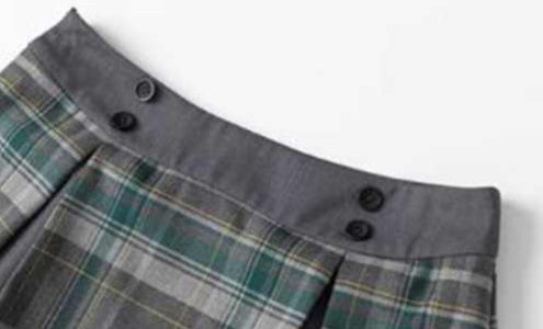 Gray-green Plaid Splicing Preppy Skirt