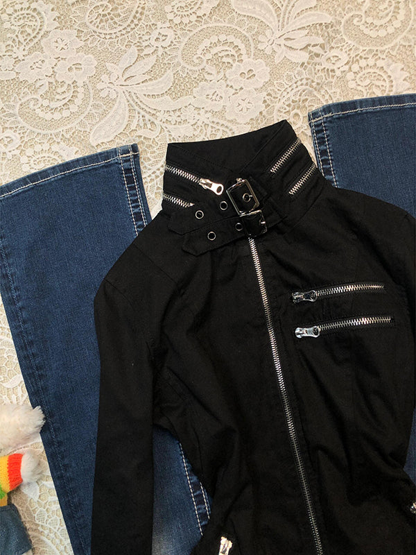 black retro motorcycle jacket