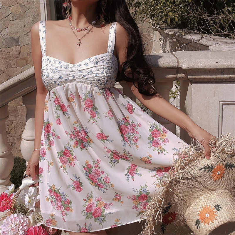 Romantic Floral Quilted Bustier Dress