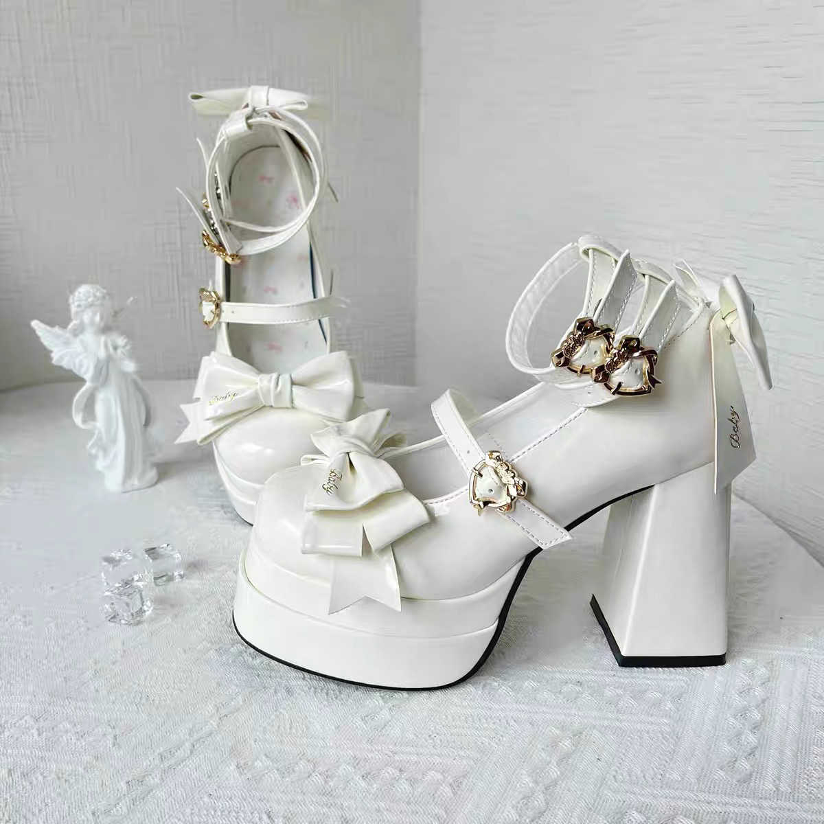 Bows Heart Buckle Lolita Shoes