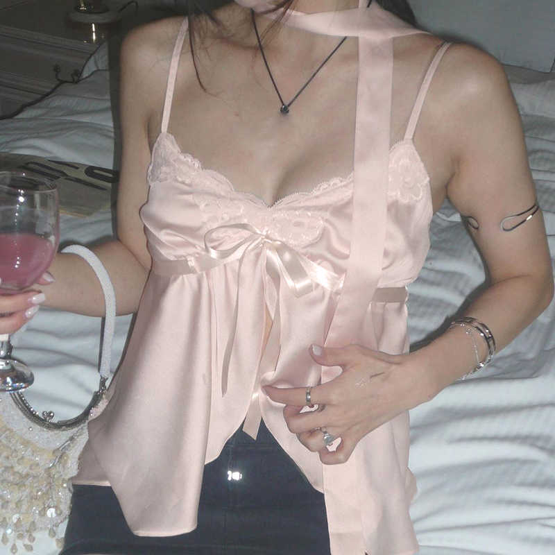 Coquette Pink Satin Tank Top