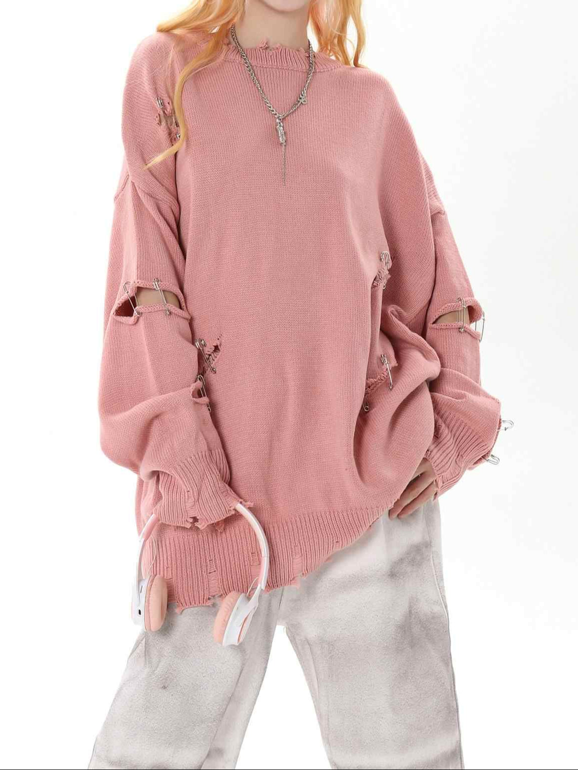 Goth Ripped Pullover Sweater