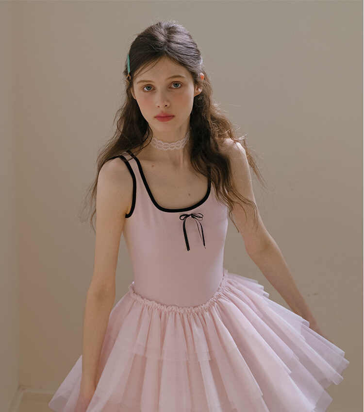 Pink Ballet Knitted Mesh Dress