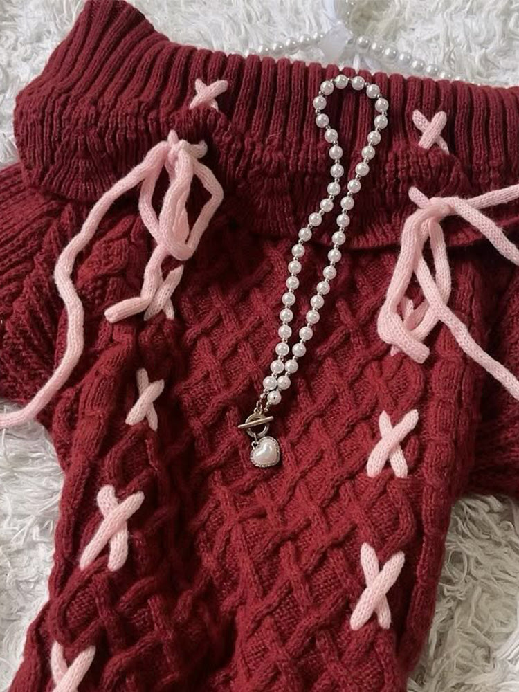 retro straps red sweater